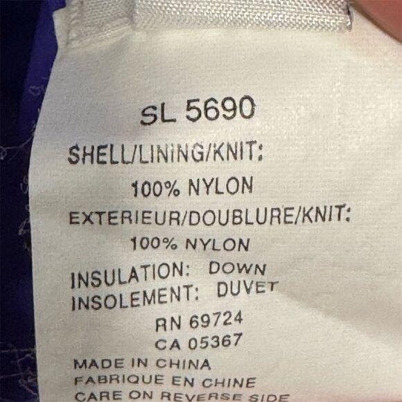 VTG 90s Columbia Reversible Down Puffer Jacket XL Purple Blue Radial Sleeve - Picture 8 of 8